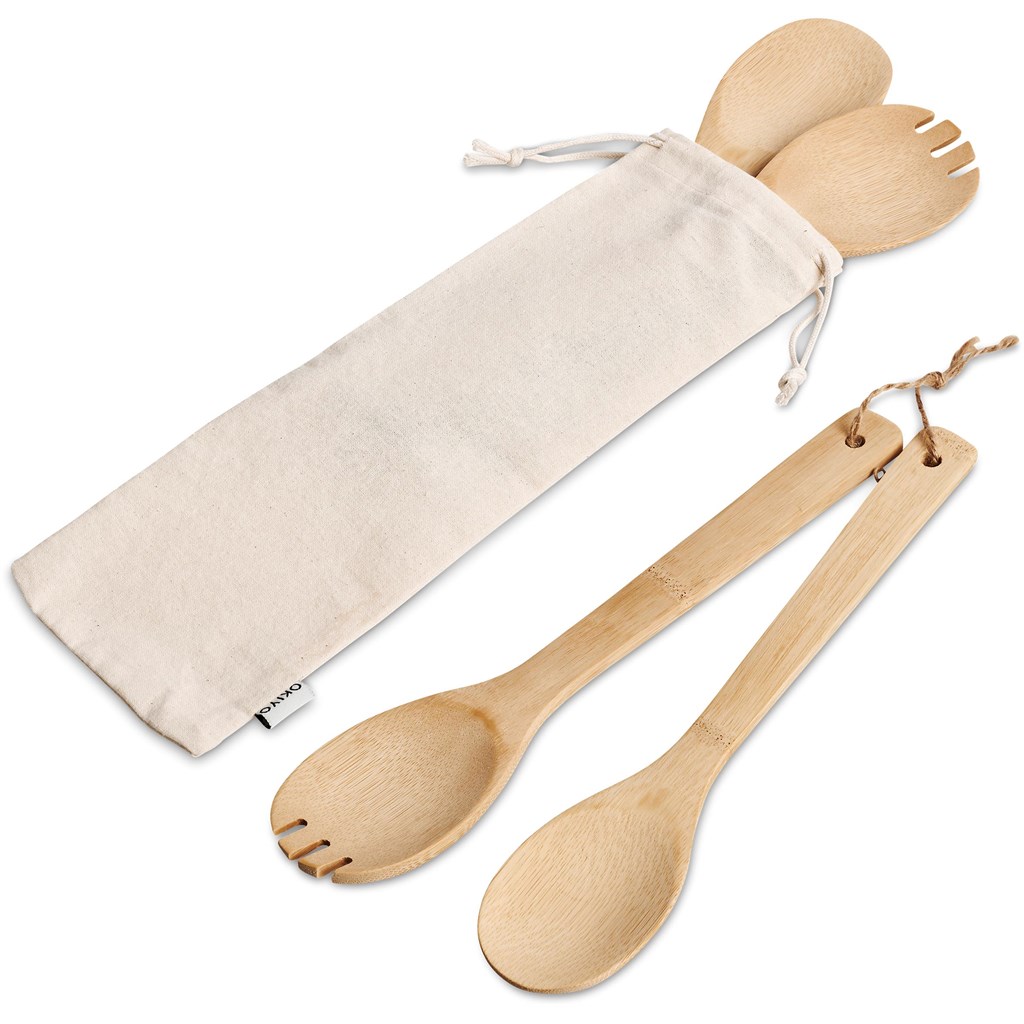 Okiyo Shinsen Bamboo Salad Servers - Image 2
