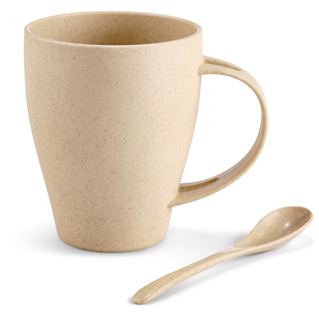 Okiyo Kawai Wheat Straw Mug & Spoon - 350ml - Image 2
