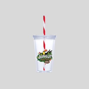 Malibu Double-Wall Plastic Tumbler & Straw - 470ml - Red