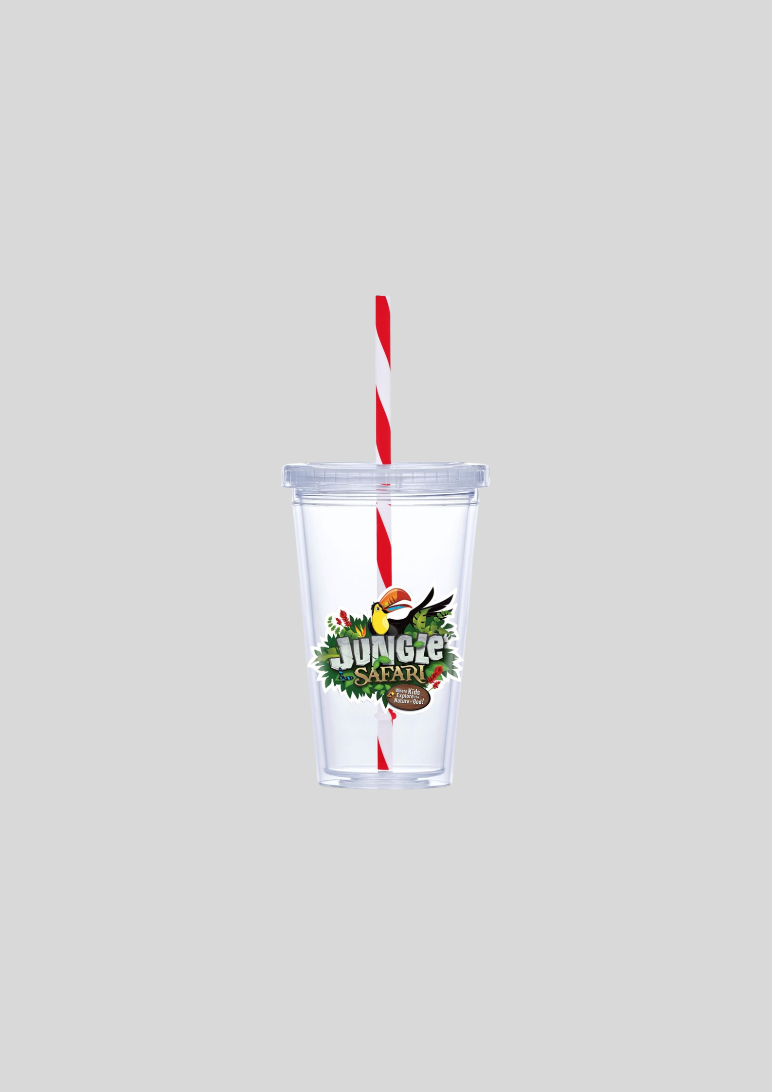 Malibu Double-Wall Plastic Tumbler & Straw - 470ml - Red