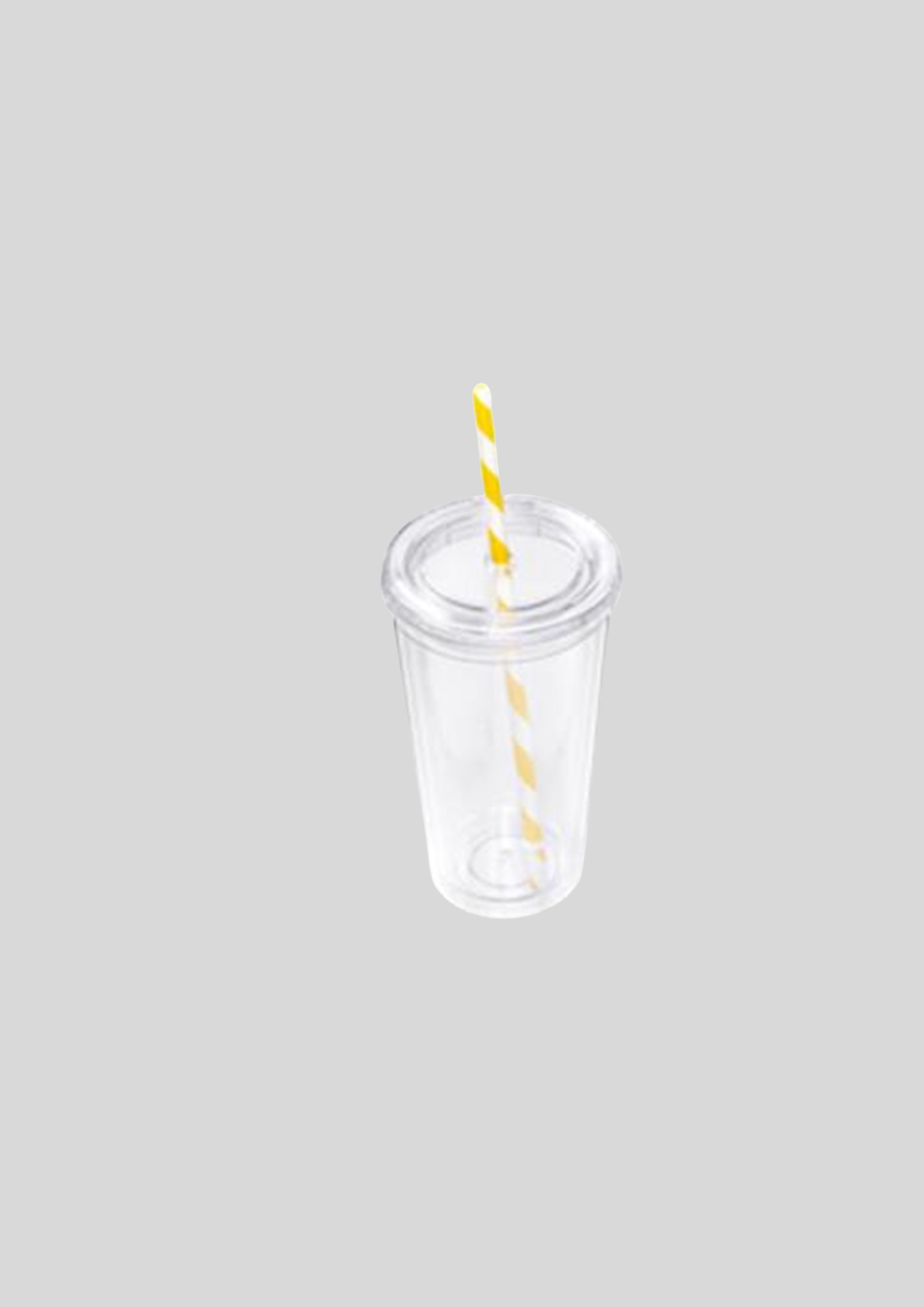 Malibu Double-Wall Plastic Tumbler & Straw - 470ml - Yellow - Image 2