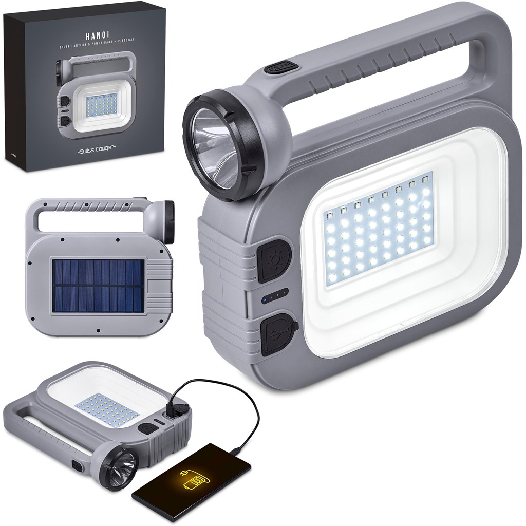 Swiss Cougar Hanoi Solar Lantern & Power Bank - 2,400mAh - Image 2