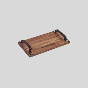 Serendipio Large Farm Style Wooden Tray with Leather Straps