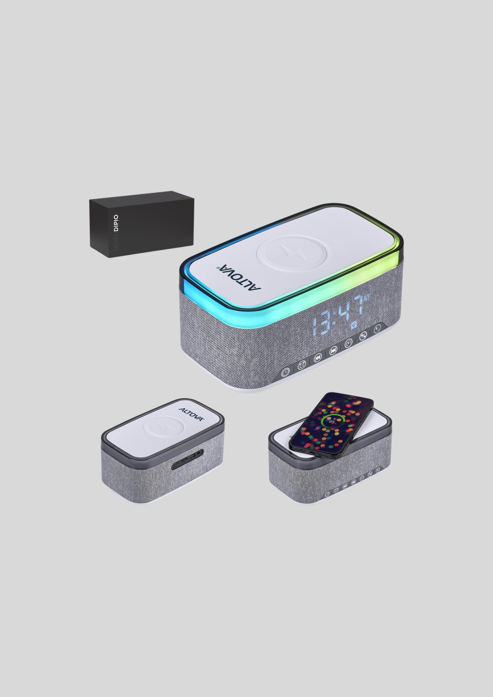 Serendipio Cumberland 10W Bluetooth Speaker Wireless Charger & Clock