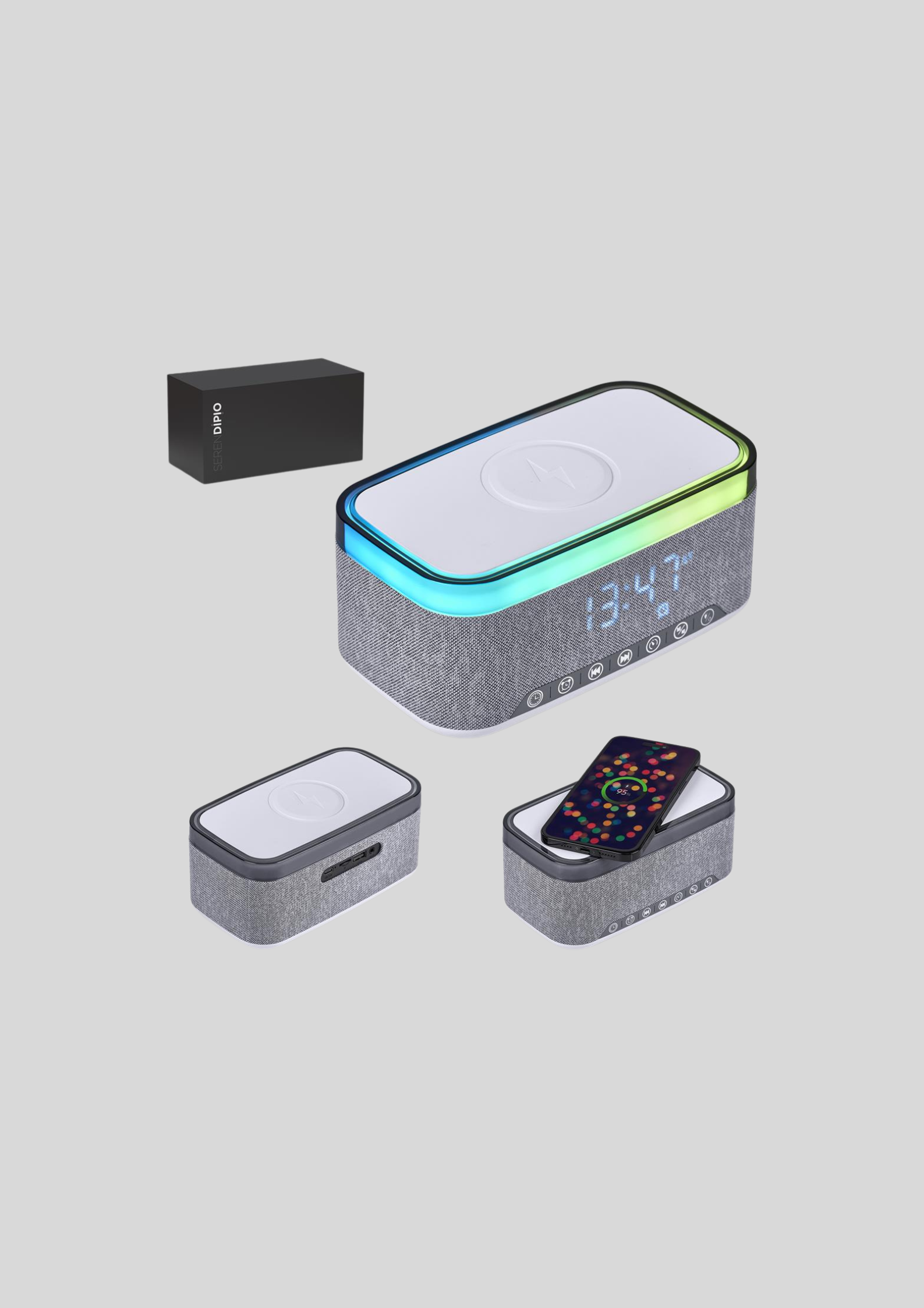 Serendipio Cumberland 10W Bluetooth Speaker Wireless Charger & Clock - Image 4